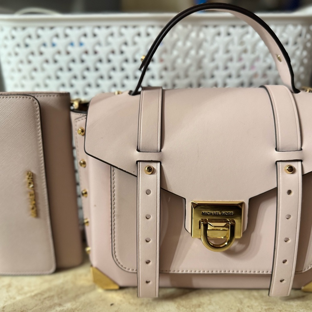 Michael Kors Blush Satchel with Gold Accents